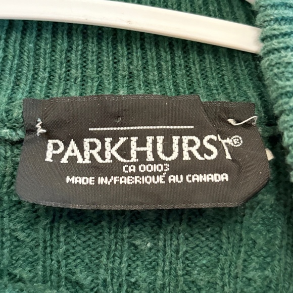 Vintage Parkhurst Green Cable Knit Crewneck 70% Cotton MADE IN CANADA - Picture 7 of 12